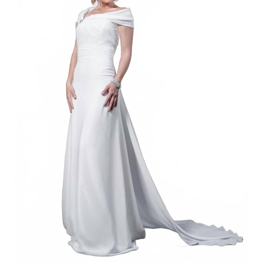 NEW LAST DRESS portrait collar chiffon dress in white